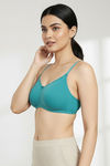 Zivame Everyday Double Layered Non Wired 3/4th Coverage T-Shirt Bra - Peacock Blue — thumbnail 5